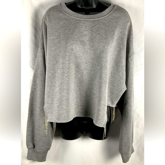 Rue 21 Women’s Size 3X Rhinestone Tasseled Gray Sweatshirt - Picture 1 of 8